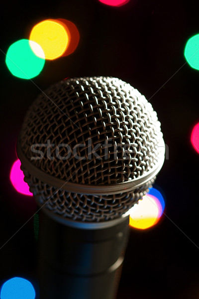 Stock fotó: Mikrofon · színpad · népszerű · művész · folt · fények