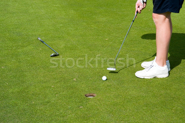 Teren de golf recurge jucatori golf peisaj vară Imagine de stoc © cmcderm1