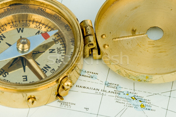 Antyczne kompas używany czytania Zdjęcia stock © cmcderm1