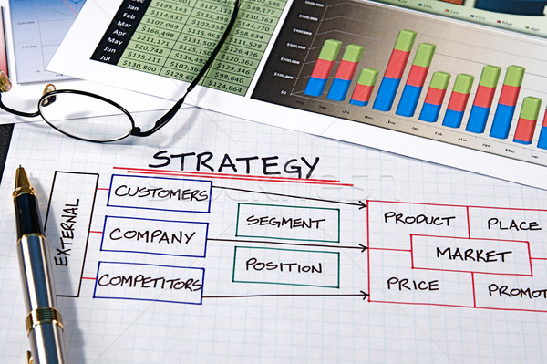 üzlet táblázatok üzleti stratégia grafikonok terv szemüveg Stock fotó © cmcderm1