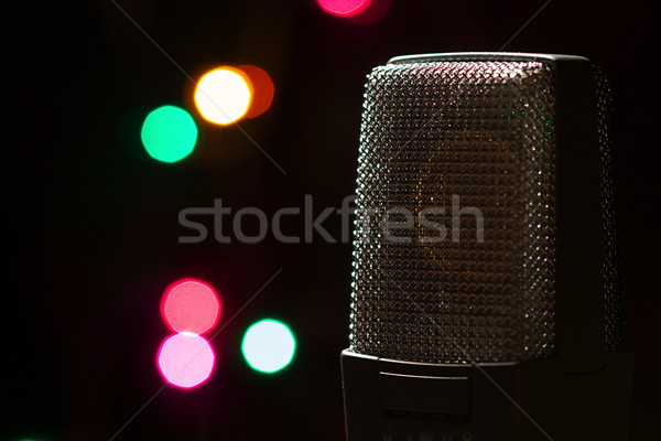 Stock fotó: Mikrofon · színpad · népszerű · művész · folt · fények