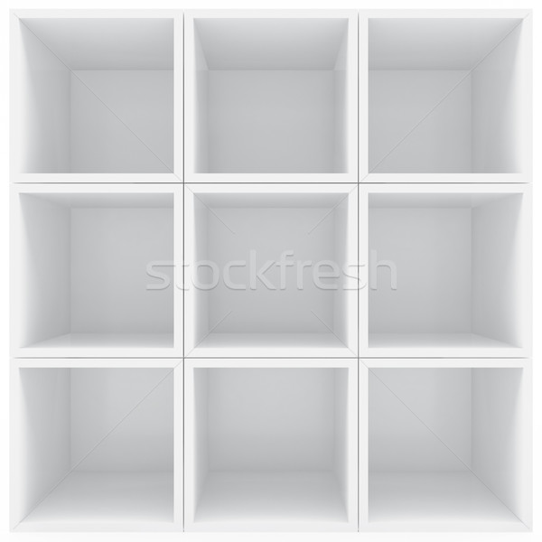 Beyaz raflar 3D ayarlamak boş Stok fotoğraf © cnapsys