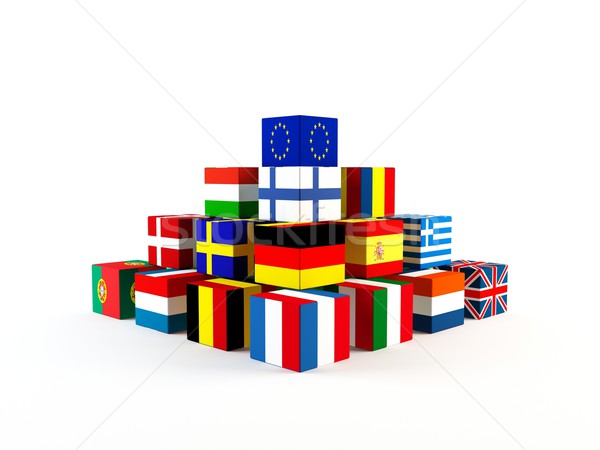 Avrupa sendika 3D ayarlamak kutuları Stok fotoğraf © cnapsys