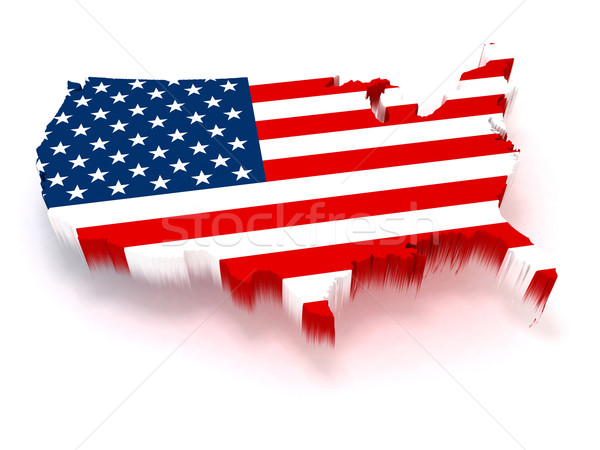 ABD harita 3D kapalı bayrak Stok fotoğraf © cnapsys