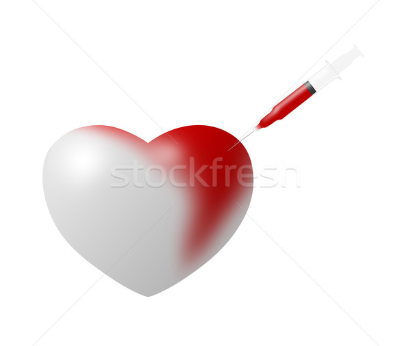 Kalp enjeksiyon 3D beyaz kırmızı Stok fotoğraf © cnapsys