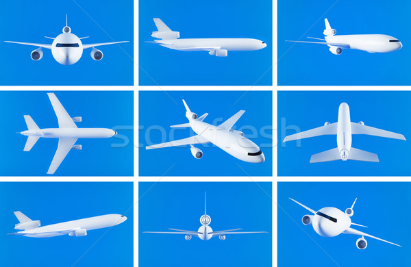 Avión collage establecer 3D diferente posiciones Foto stock © cnapsys