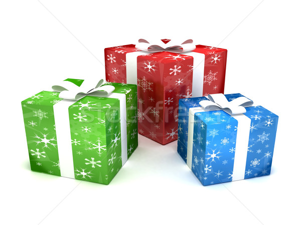 Noel hediyeler 3D ayarlamak renkli Stok fotoğraf © cnapsys