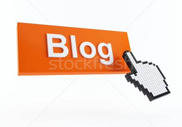 Blog ikon 3D el imleç Stok fotoğraf © cnapsys