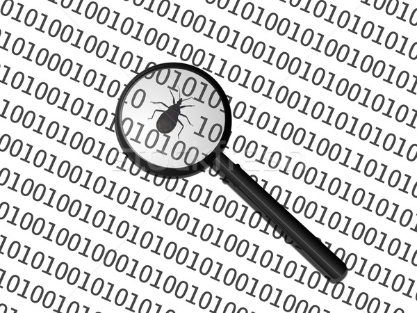 Software bug binaire code internet glas Rood Stockfoto © cnapsys