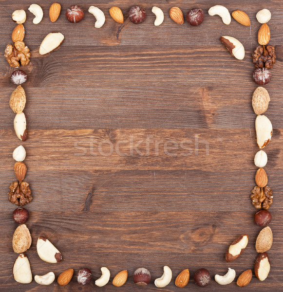 Kulinarny ramki placu inny drewna grupy Zdjęcia stock © Coffeechocolates