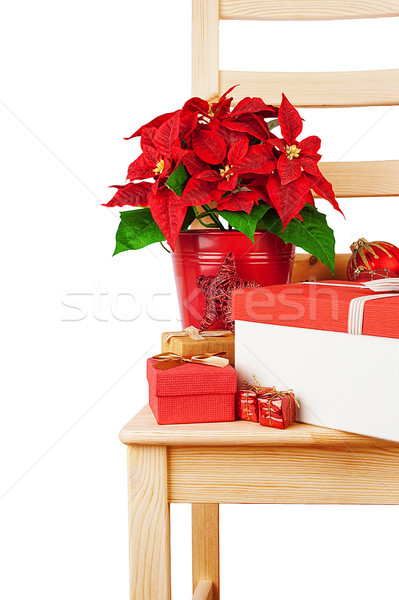 Wooden chair with Christmas decorations Stock photo © Coffeechocolates