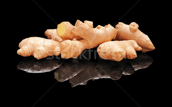 Pile fresh not peeled ginger roots Stock photo © Coffeechocolates