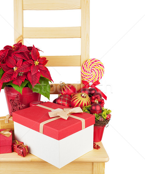 Wooden chair with Christmas decorations Stock photo © Coffeechocolates