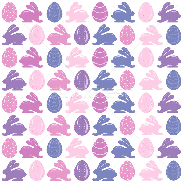 Foto d'archivio: Pasqua · pattern · uova · coniglio · vettore · senza · soluzione · di · continuità