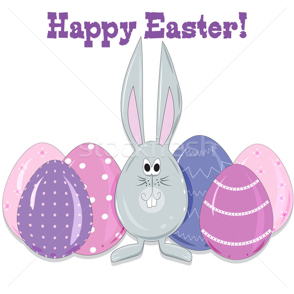Easter bunny and eggs in a cartoon style vector Stock photo © Coffeechocolates