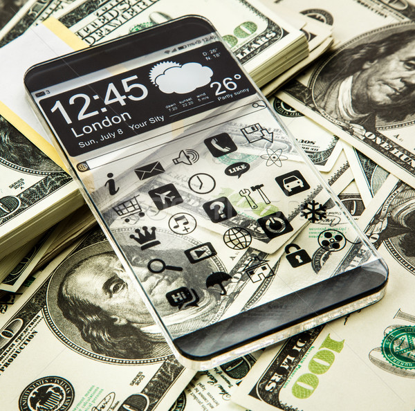 Okostelefon átlátszó kirakat jövő innovatív ötletek Stock fotó © cookelma