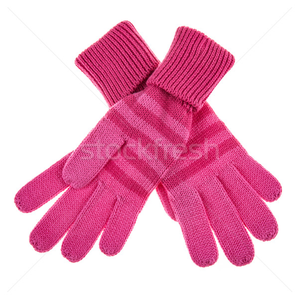 Gestrickt Wolle Baby Handschuhe weiß Hände Stock foto © cookelma