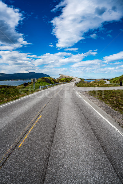 Foto stock: Oceano · estrada · Noruega · título · norueguês · construção