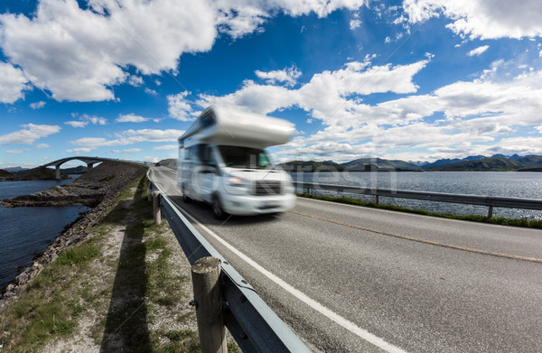 Norway. Caravan car travels on the highway. Stock photo © cookelma