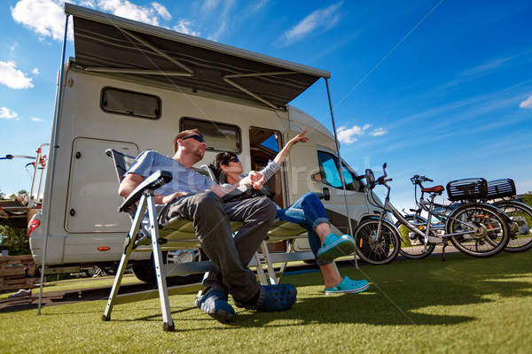 Family vacation travel, holiday trip in motorhome VR Stock photo © cookelma