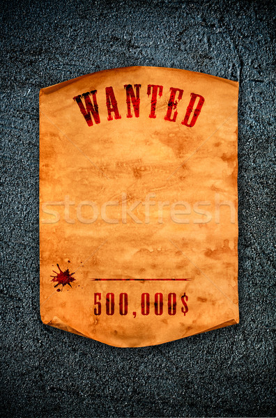 Gezocht dode levend vintage poster gekruld Stockfoto © cookelma