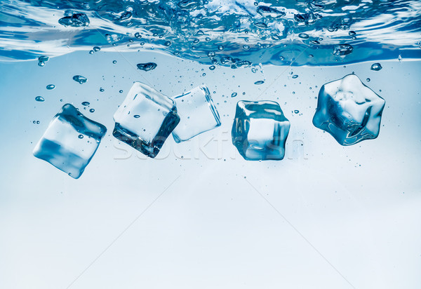 Jégkockák zuhan víz süllyed fenék absztrakt Stock fotó © cookelma