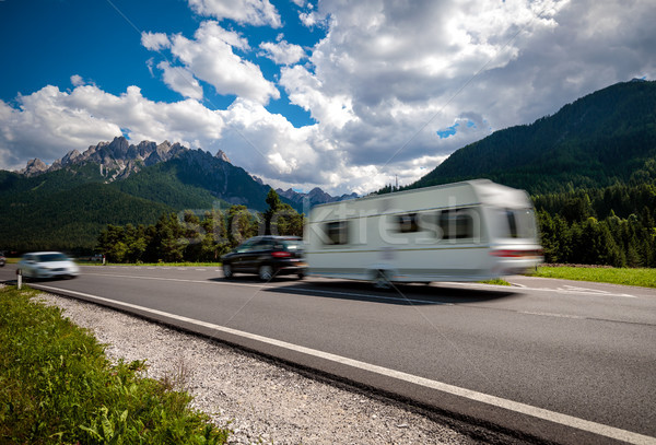 Family vacation travel, holiday trip in motorhome RV, caravan ca Stock photo © cookelma