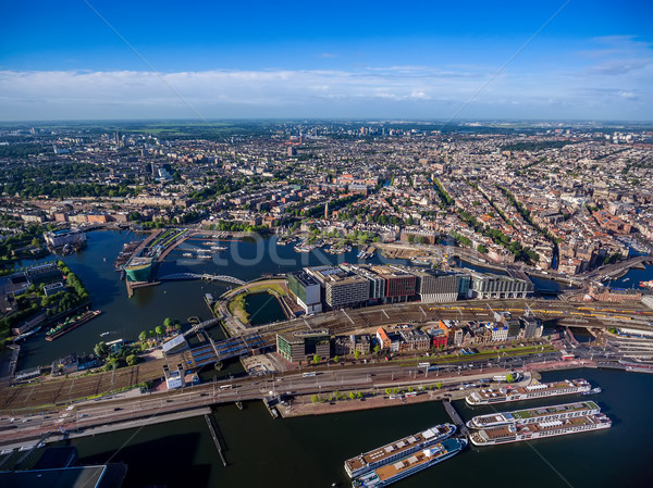 Miasta widok z lotu ptaka Amsterdam Niderlandy widoku ptaków Zdjęcia stock © cookelma