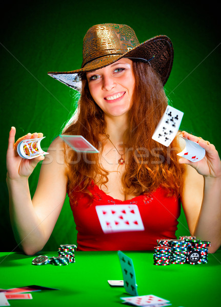girl and playing cards Stock photo © cookelma