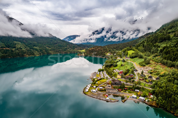 Beautiful Nature Norway Aerial view of the campsite to relax. Stock photo © cookelma
