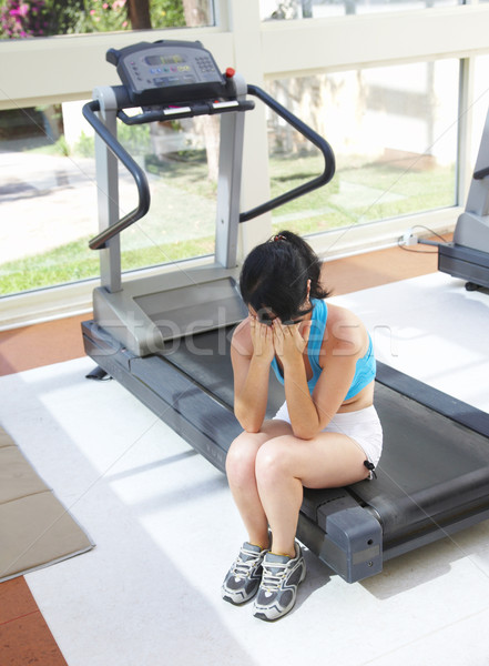 girl cries at a sports training apparatus Stock photo © cookelma