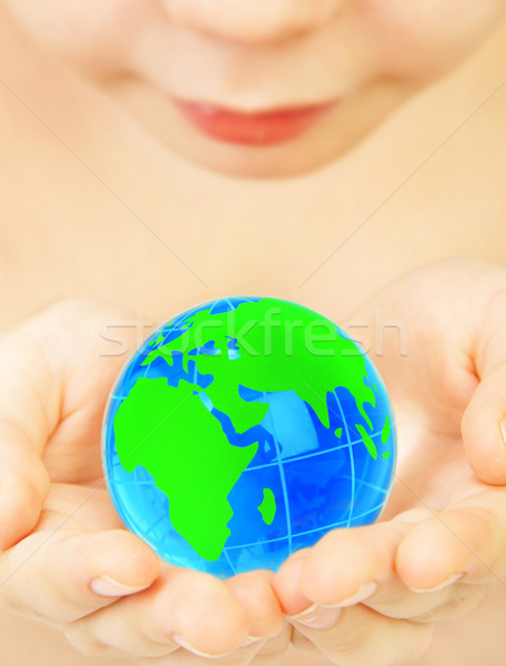 мальчика мира рук стороны карта Мир Сток-фото © cookelma