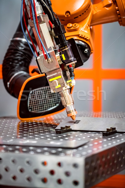 Stock foto: Faser · Laser · Roboter · Remote · Schneiden · Plasma