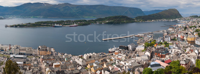 город Норвегия антенна морем порта Сток-фото © cookelma
