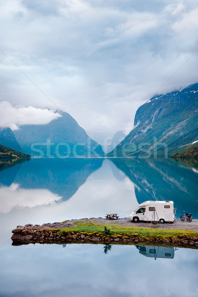 Family vacation travel RV, holiday trip in motorhome Stock photo © cookelma
