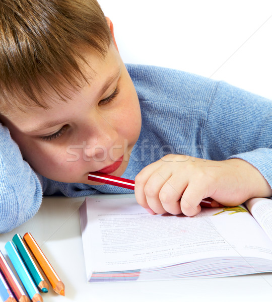 schoolboy with the book Stock photo © cookelma
