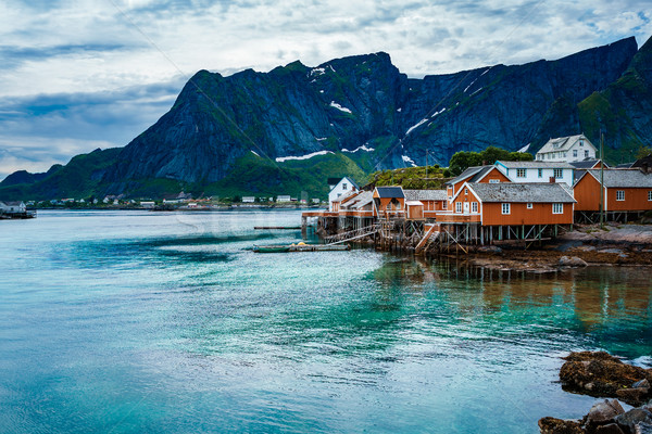 Stock fotó: Szigetvilág · szigetek · Norvégia · díszlet · drámai · hegyek