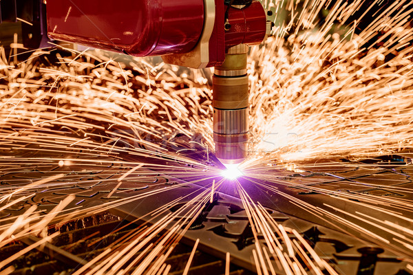Stock photo: CNC Laser plasma cutting of metal, modern industrial technology.