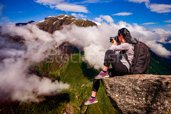 Nature photographer Norway Lofoten archipelago. Stock photo © cookelma