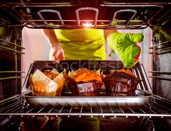 Foto stock: Forno · ver · dentro · cozinhar