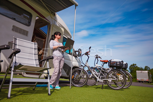 Stock photo: Family vacation travel, holiday trip in motorhome