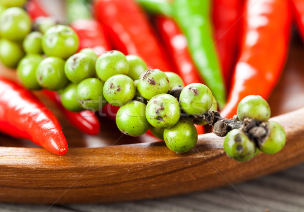 Pieprz czerwony chili papryka inny tabeli Zdjęcia stock © cookelma