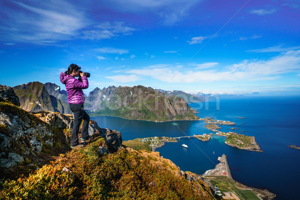 Nature photographe Norvège archipel touristiques caméra Photo stock © cookelma