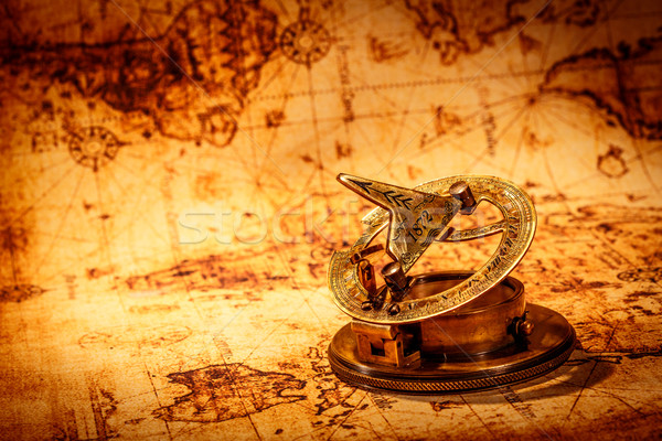 Bağbozumu pusula lies eski dünya haritası natürmort Stok fotoğraf © cookelma
