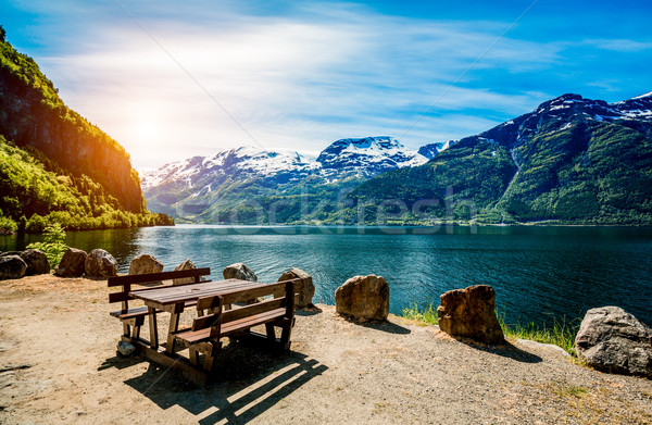 Mooie natuur Noorwegen natuurlijke landschap hemel Stockfoto © cookelma