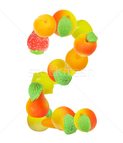 Alfabeto frutta numero foglia segno bianco Foto d'archivio © cookelma
