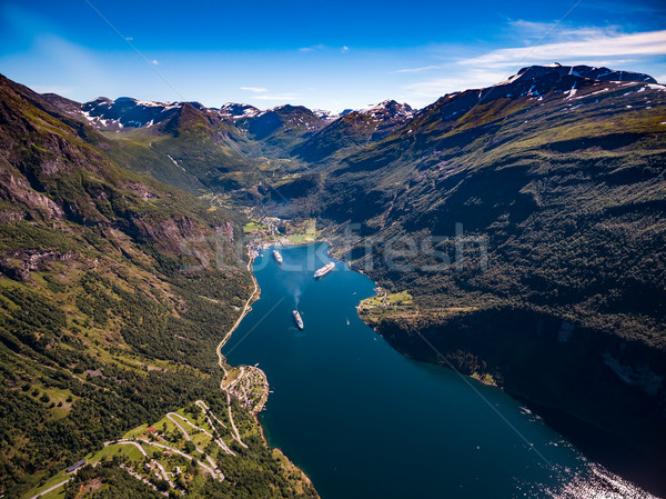 Norwegen schönen Natur Antenne Fotografie lange Stock foto © cookelma