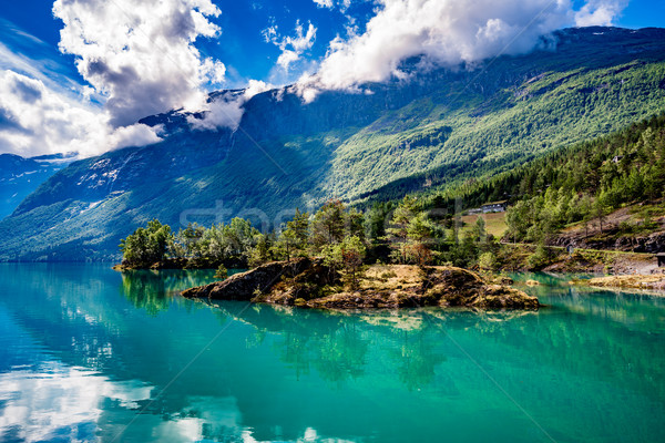 Lago belo natureza naturalismo paisagem céu Foto stock © cookelma