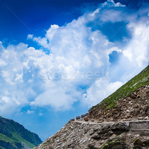 Rohtang La pass Traffic jam of cars Stock photo © cookelma