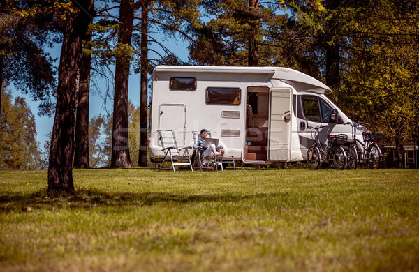 Family vacation travel, holiday trip in motorhome Stock photo © cookelma